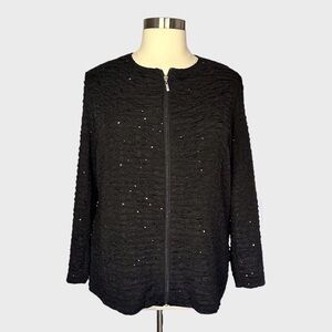 Allison Daley Sparkle Textured Zip Jacket